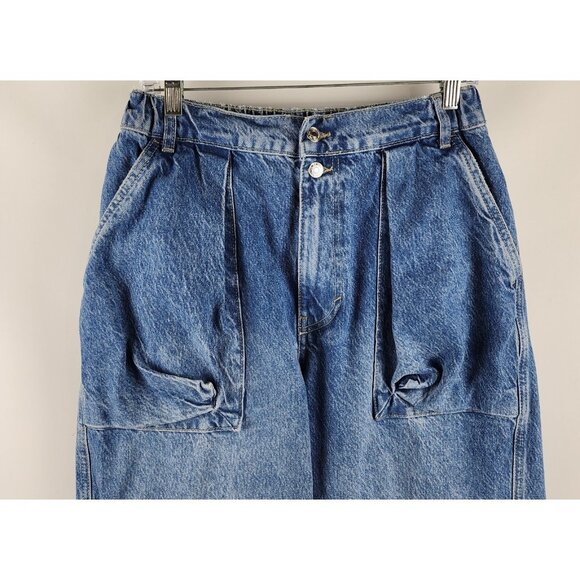 We The Free Jeans Womens 28 Blue Marx Slouchy Cargo Denim Elastic Waist (28x29) - Picture 2 of 11